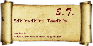 Sárvári Tamás névjegykártya